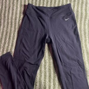 Nike drifit Black Active Leggings fleece embroidered logo women’s size M
